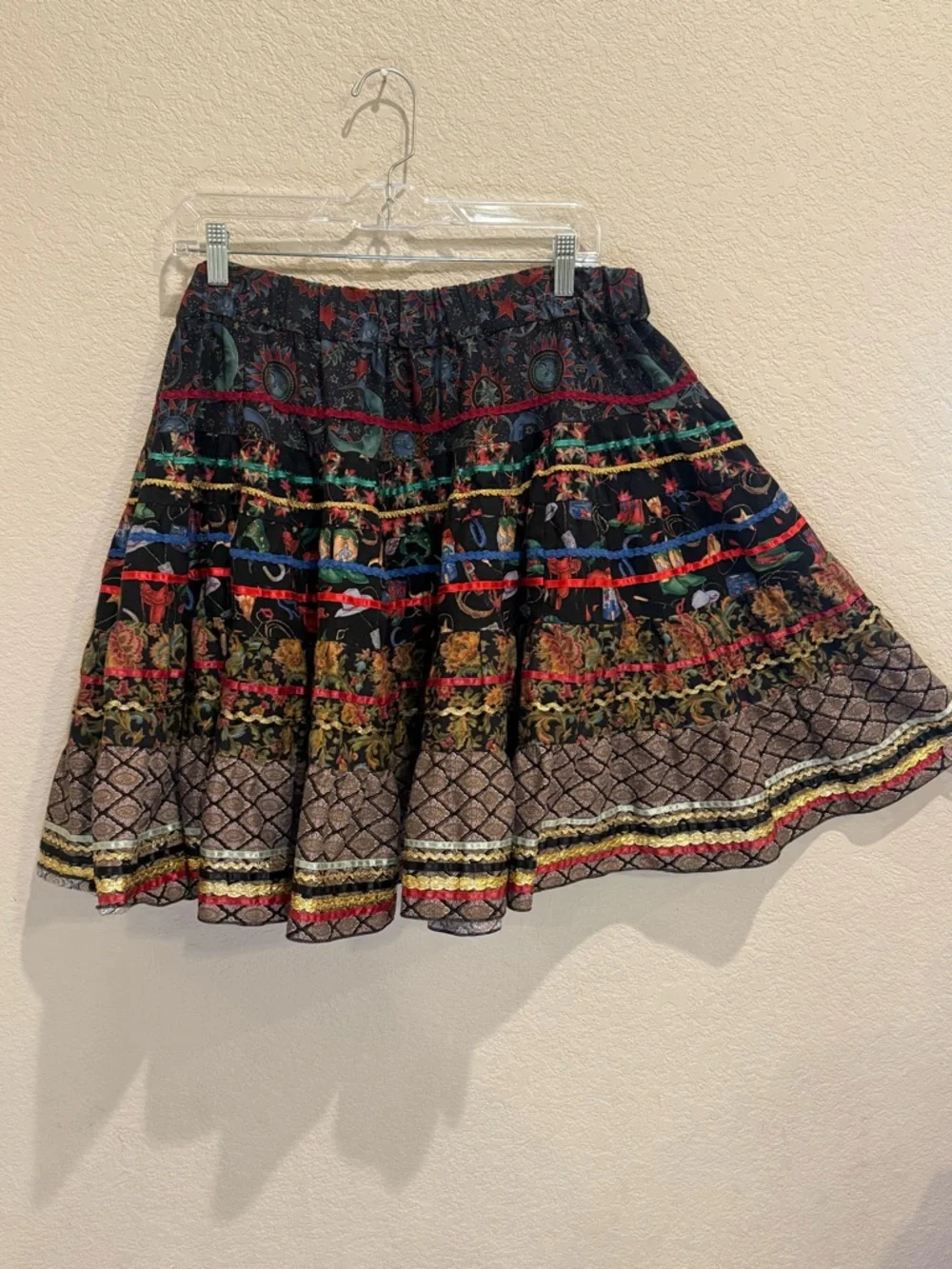 Celestial Western Maximalist Tiered Skirt Vintage London Bridge Mondiki L/XL